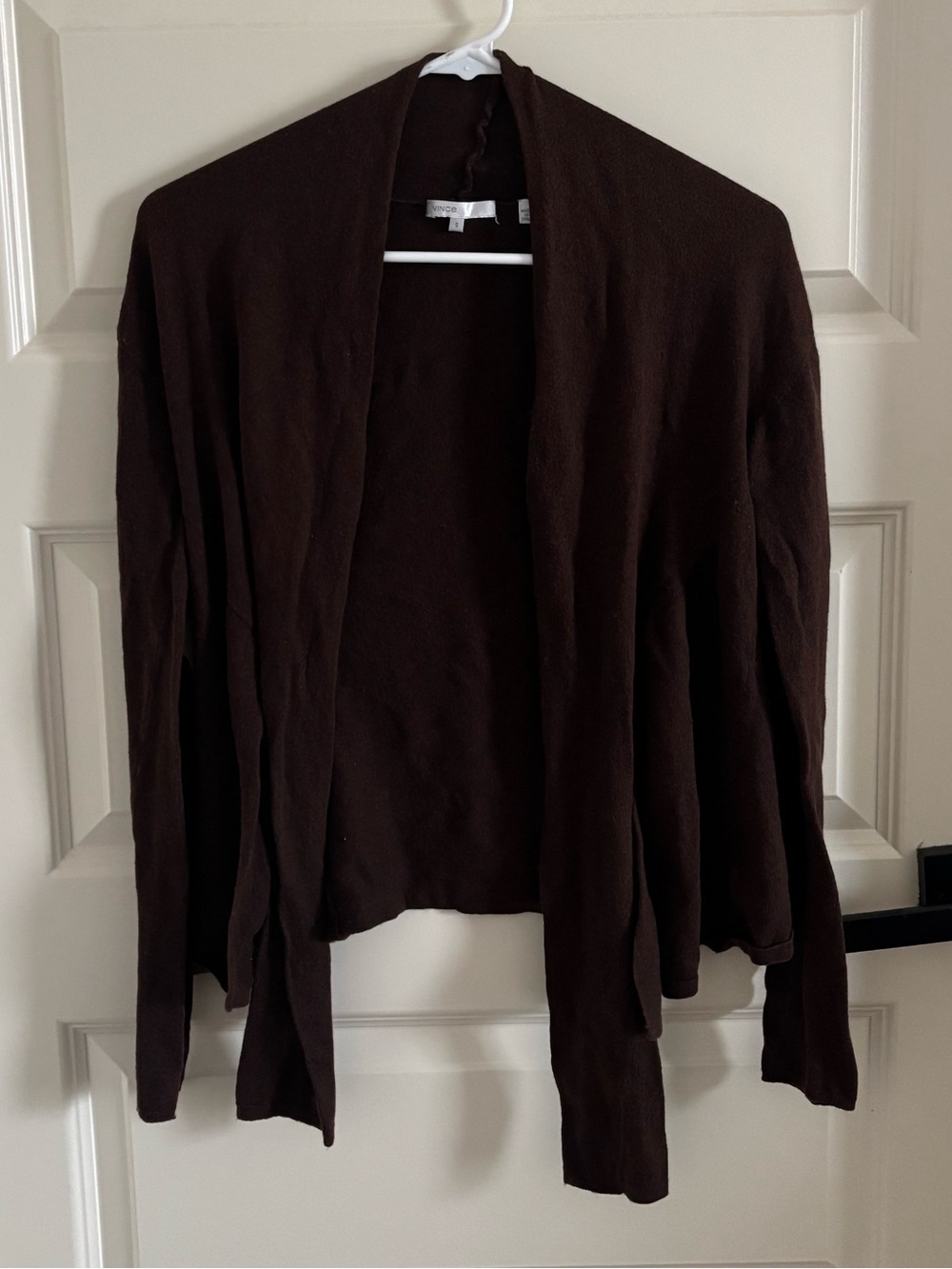 Vince Dark Brown Cotton Cashmere Open-Front Cardigan